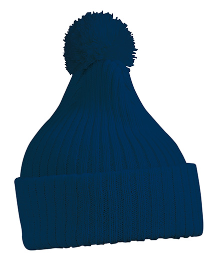 Knitted Cap with Pompon navy