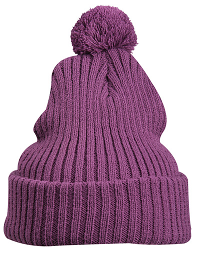 Knitted Cap with Pompon purple