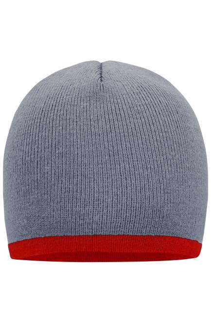 Beanie with Contrasting Border light-grey/burgundy