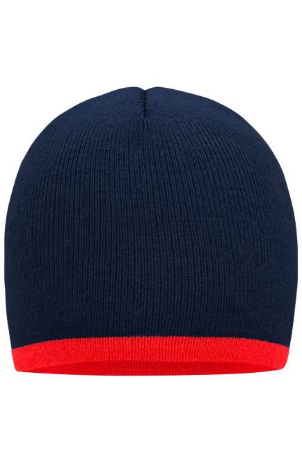 Beanie with Contrasting Border navy/red