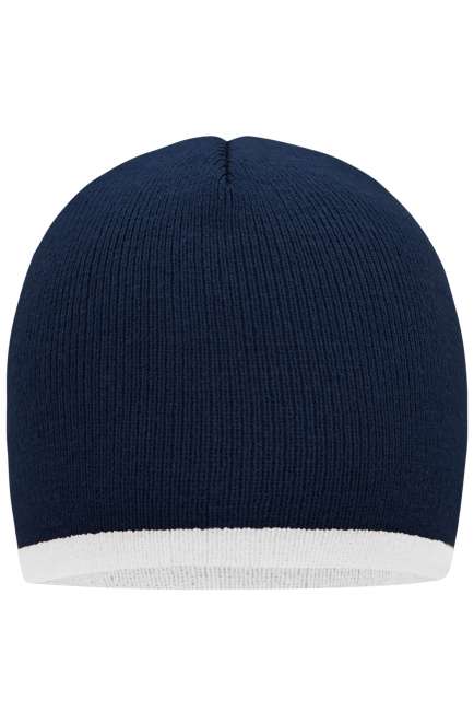 Beanie with Contrasting Border navy/white