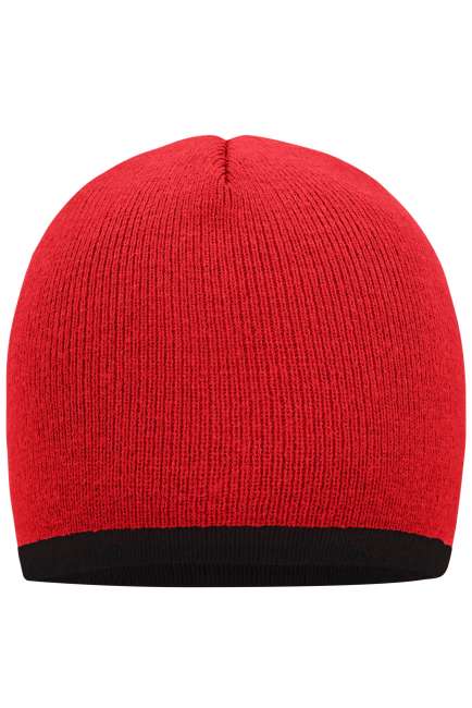 Beanie with Contrasting Border red/black