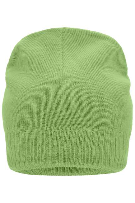 Knitted Beanie with Fleece Inset lime-green