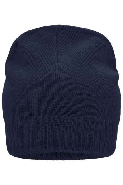 Knitted Beanie with Fleece Inset navy