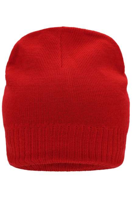 Knitted Beanie with Fleece Inset red