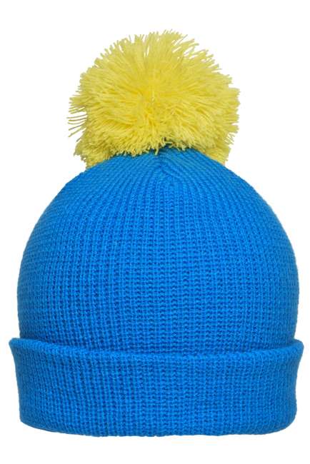 Pompon Hat with Brim azur/yellow
