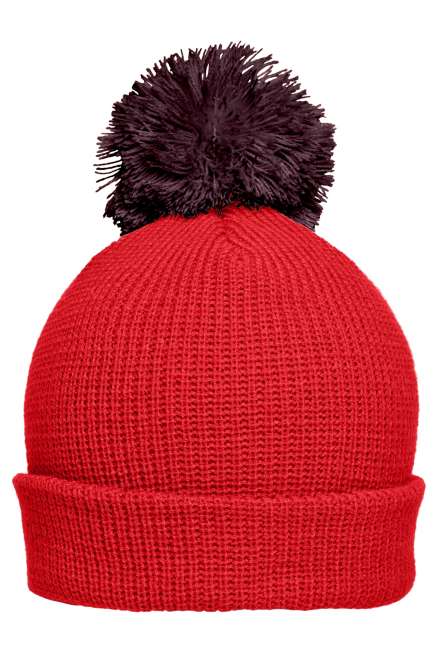 Pompon Hat with Brim berry/maroon