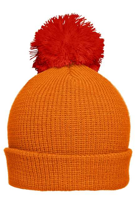 Pompon Hat with Brim orange/rust