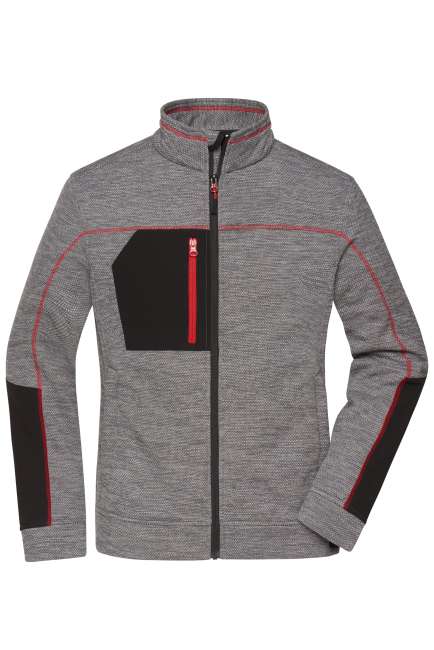 Ladies' Structure Fleece Jacket carbon-melange/black/red