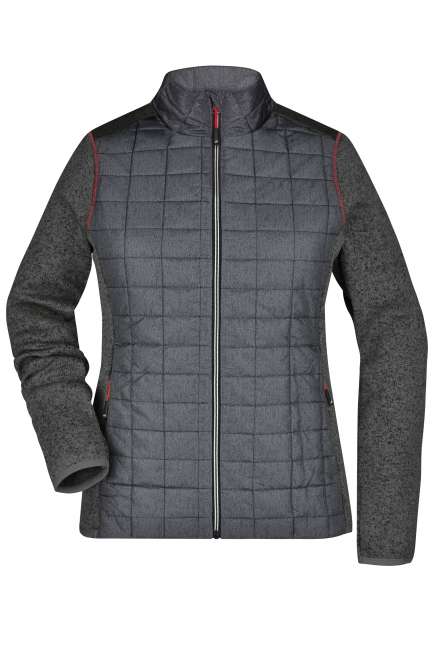 Ladies' Knitted Hybrid Jacket grey-melange/anthracite-melange