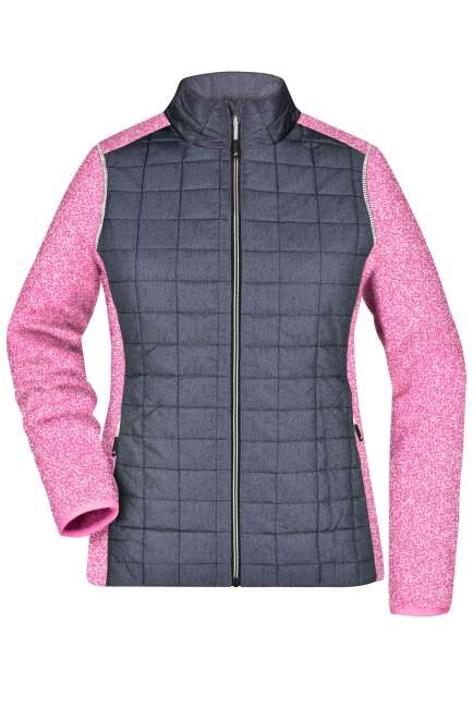 Ladies' Knitted Hybrid Jacket pink-melange/anthracite-melange