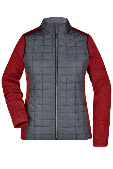 Ladies' Knitted Hybrid Jacket red-melange/anthracite-melange