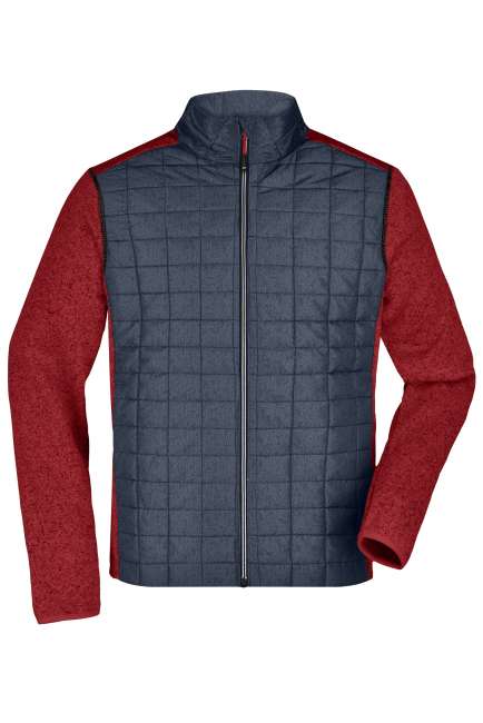 Men's Knitted Hybrid Jacket red-melange/anthracite-melange